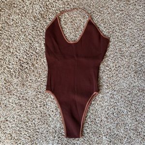 New! Hanifa ribbed knit bodysuit brown ribbed nwt 17261